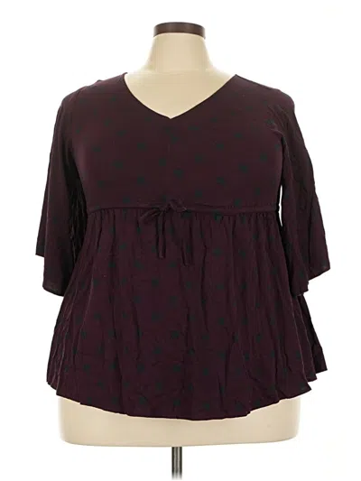 Pre-owned Torrid 3/4 Sleeve Blouse In Burgundy