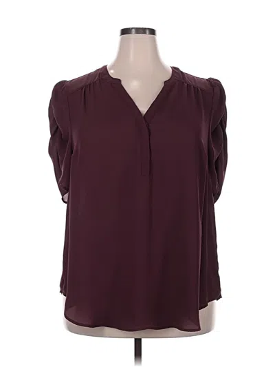 Pre-owned Torrid 3/4 Sleeve Blouse In Burgundy