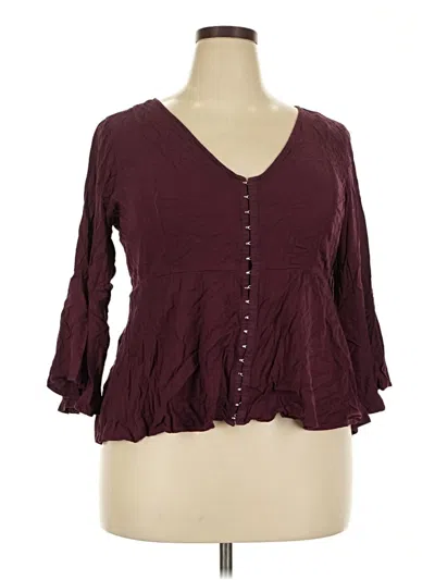 Pre-owned Torrid 3/4 Sleeve Blouse In Burgundy