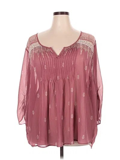 Pre-owned Torrid 3/4 Sleeve Blouse In Burgundy