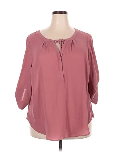 Pre-owned Torrid 3/4 Sleeve Blouse In Burgundy