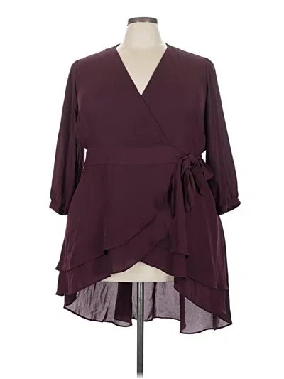 Pre-owned Torrid 3/4 Sleeve Blouse In Burgundy