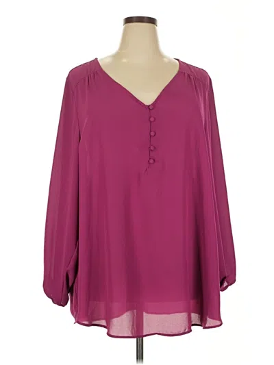 Pre-owned Torrid 3/4 Sleeve Blouse In Burgundy