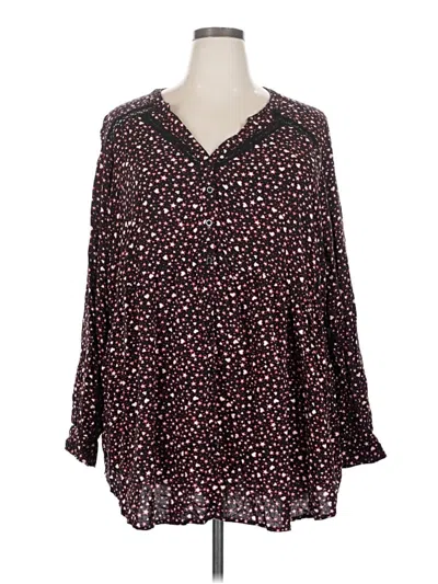 Pre-owned Torrid 3/4 Sleeve Blouse In Burgundy