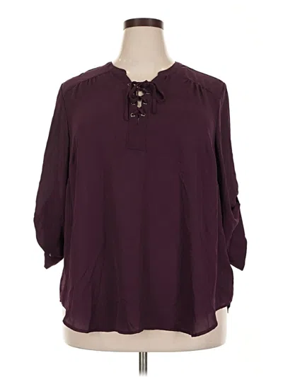 Pre-owned Torrid 3/4 Sleeve Blouse In Burgundy
