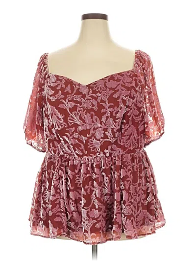 Pre-owned Torrid 3/4 Sleeve Blouse In Burgundy
