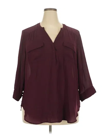 Pre-owned Torrid 3/4 Sleeve Blouse In Burgundy