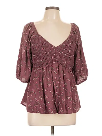 Pre-owned Torrid 3/4 Sleeve Blouse In Burgundy