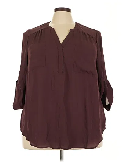 Pre-owned Torrid 3/4 Sleeve Blouse In Burgundy