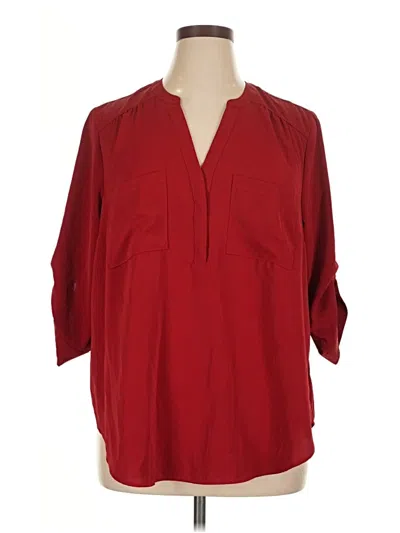 Pre-owned Torrid 3/4 Sleeve Blouse In Burgundy