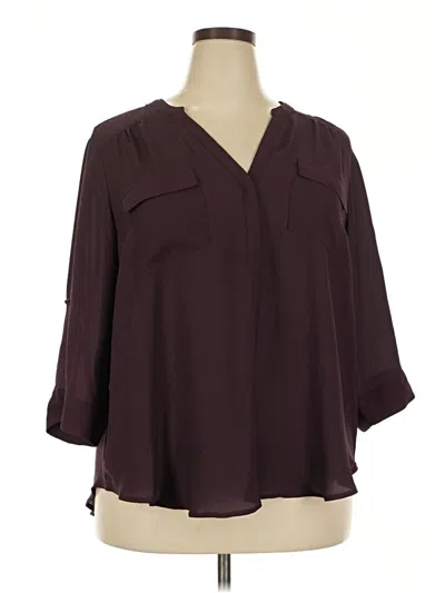 Pre-owned Torrid 3/4 Sleeve Blouse In Burgundy