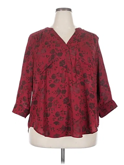 Pre-owned Torrid 3/4 Sleeve Blouse In Burgundy