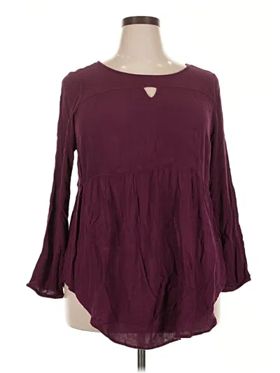 Pre-owned Torrid 3/4 Sleeve Blouse In Burgundy