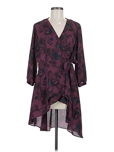 Pre-owned Torrid 3/4 Sleeve Blouse In Burgundy