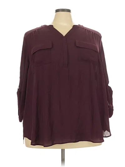 Pre-owned Torrid 3/4 Sleeve Blouse In Burgundy