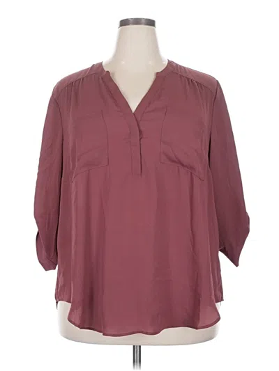 Pre-owned Torrid 3/4 Sleeve Blouse In Burgundy