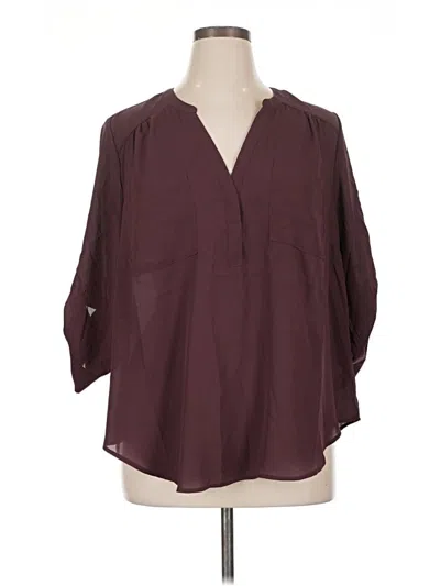 Pre-owned Torrid 3/4 Sleeve Blouse In Burgundy
