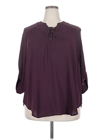 Pre-owned Torrid 3/4 Sleeve Blouse In Burgundy