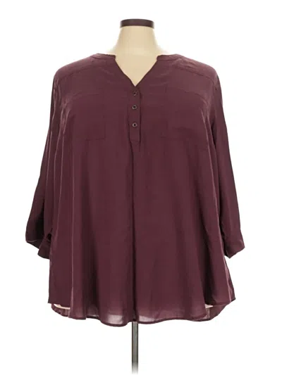 Pre-owned Torrid 3/4 Sleeve Blouse In Burgundy