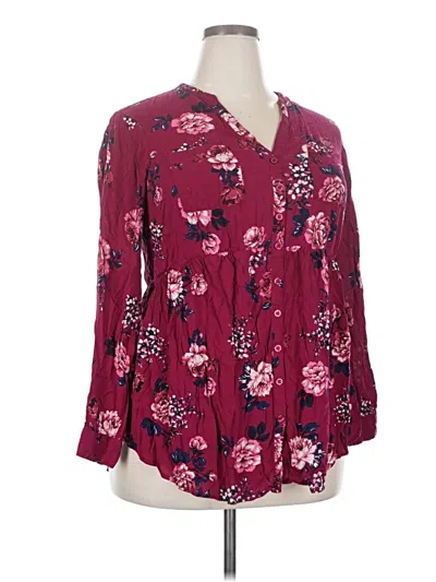 Pre-owned Torrid 3/4 Sleeve Blouse In Burgundy