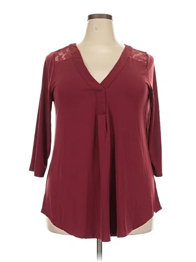 Pre-owned Torrid 3/4 Sleeve Blouse In Burgundy