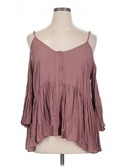 Pre-owned Torrid 3/4 Sleeve Blouse In Burgundy