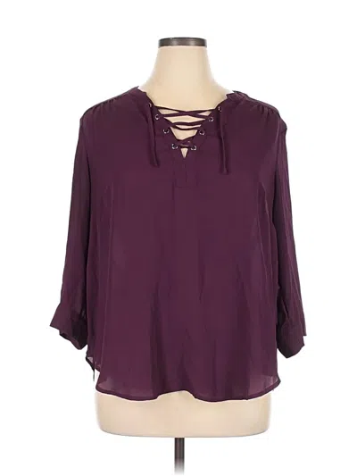 Pre-owned Torrid 3/4 Sleeve Blouse In Burgundy