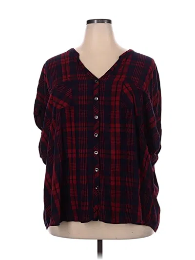Pre-owned Torrid 3/4 Sleeve Blouse In Burgundy