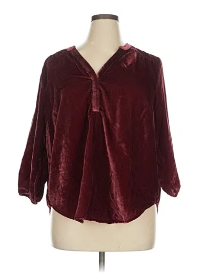 Pre-owned Torrid 3/4 Sleeve Blouse In Burgundy