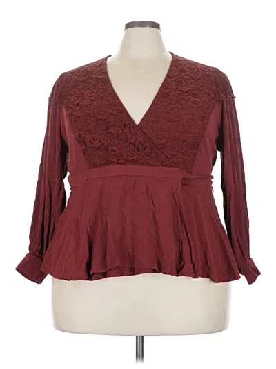 Pre-owned Torrid 3/4 Sleeve Blouse In Burgundy