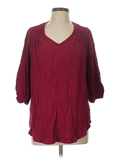Pre-owned Torrid 3/4 Sleeve Blouse In Burgundy