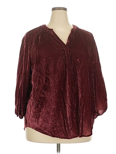Pre-owned Torrid 3/4 Sleeve Blouse In Burgundy