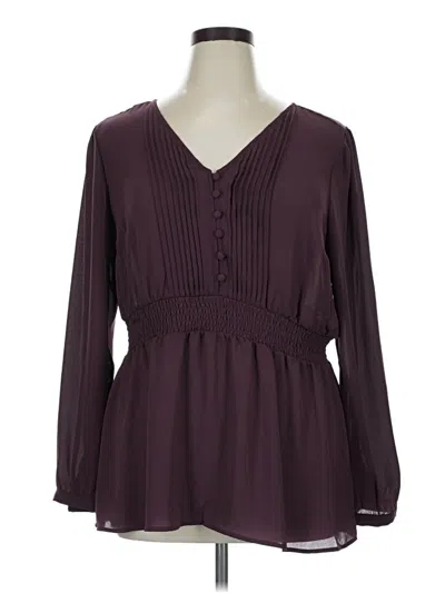 Pre-owned Torrid 3/4 Sleeve Blouse In Burgundy
