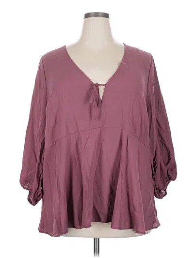 Pre-owned Torrid 3/4 Sleeve Blouse In Burgundy