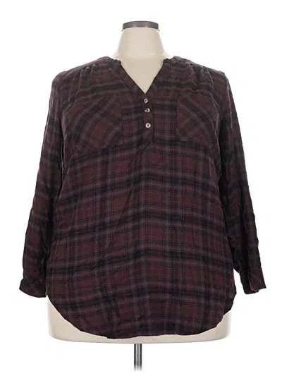 Pre-owned Torrid 3/4 Sleeve Blouse In Burgundy