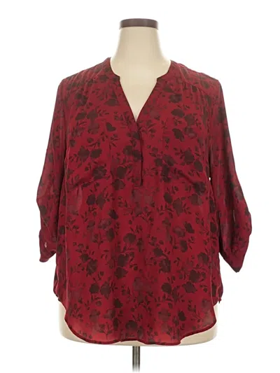 Pre-owned Torrid 3/4 Sleeve Blouse In Burgundy