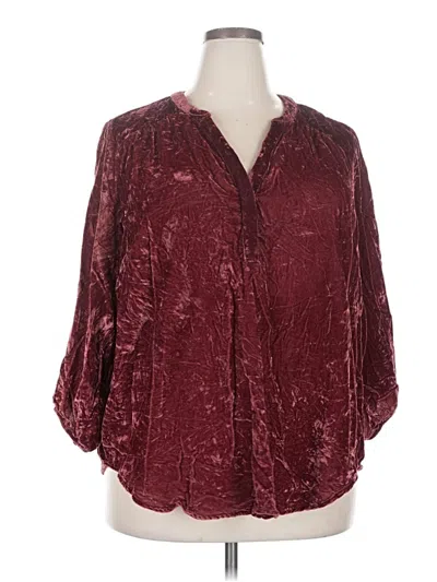 Pre-owned Torrid 3/4 Sleeve Blouse In Burgundy
