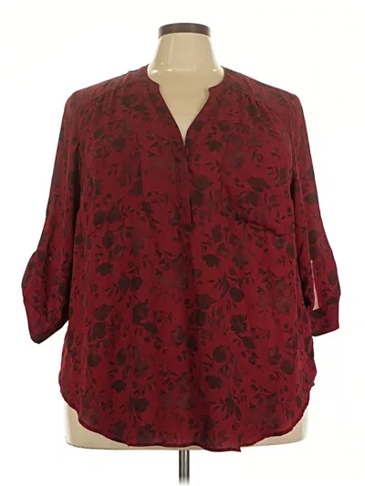 Pre-owned Torrid 3/4 Sleeve Blouse In Burgundy