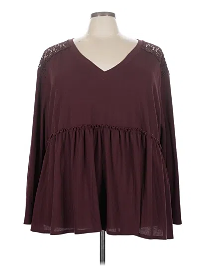 Pre-owned Torrid 3/4 Sleeve Blouse In Burgundy
