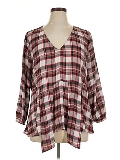Pre-owned Torrid 3/4 Sleeve Blouse In Burgundy