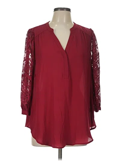 Pre-owned Torrid 3/4 Sleeve Blouse In Burgundy