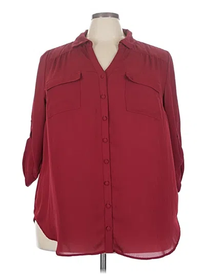 Pre-owned Torrid 3/4 Sleeve Blouse In Burgundy