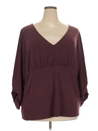 Pre-owned Torrid 3/4 Sleeve Blouse In Burgundy