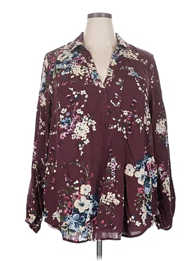 Pre-owned Torrid 3/4 Sleeve Blouse In Burgundy