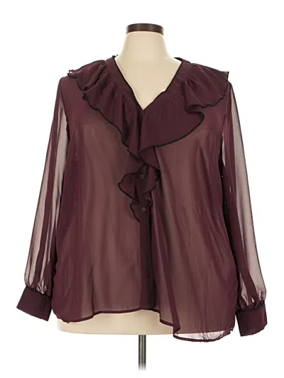 Pre-owned Torrid 3/4 Sleeve Blouse In Burgundy