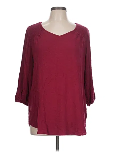 Pre-owned Torrid 3/4 Sleeve Blouse In Burgundy