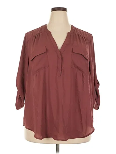 Pre-owned Torrid 3/4 Sleeve Blouse In Burgundy