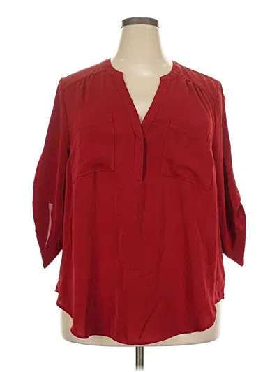Pre-owned Torrid 3/4 Sleeve Blouse In Burgundy