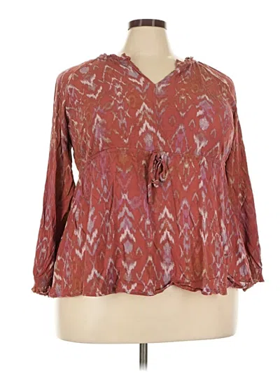 Pre-owned Torrid 3/4 Sleeve Blouse In Burgundy