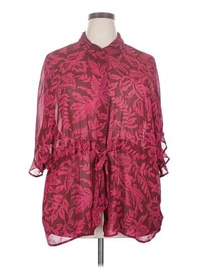 Pre-owned Torrid 3/4 Sleeve Blouse In Burgundy